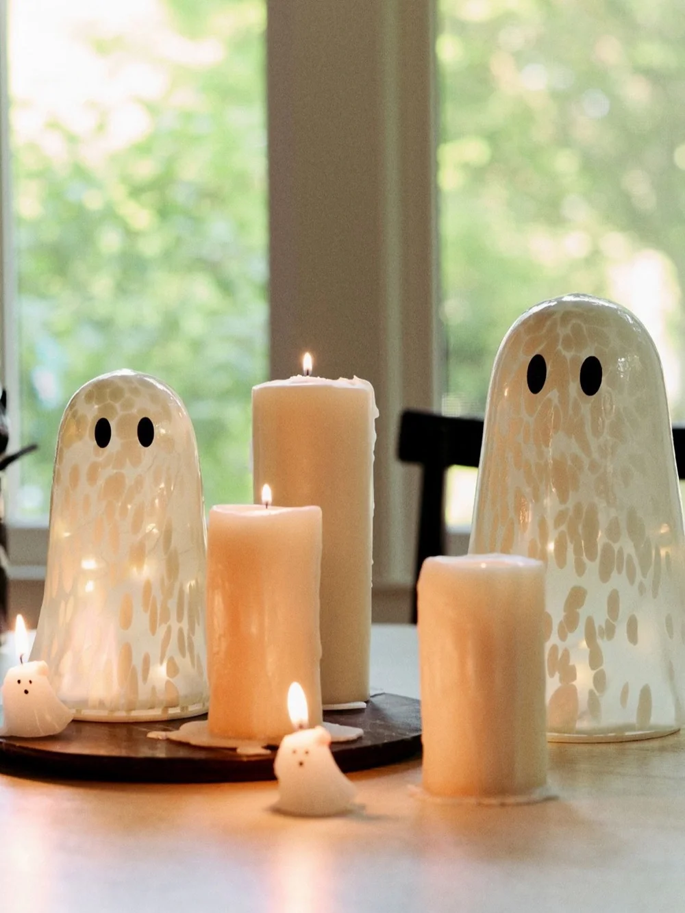 Anthropologie Ghost Shaped Decorative Wax Candles Set of 3 Halloween New NIB